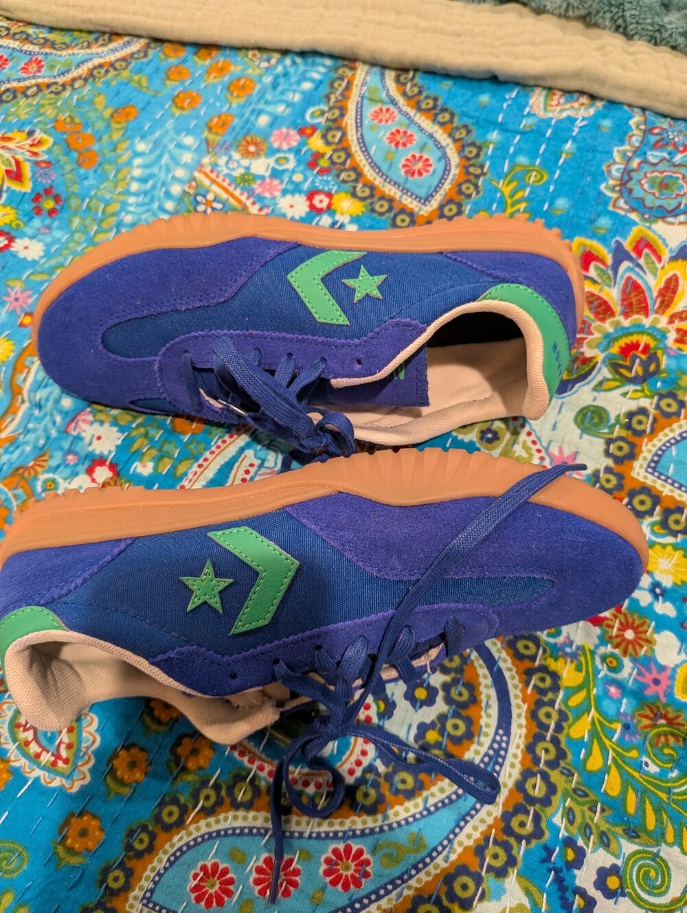 Converse All Star Suede Sneakers in Blue with Green Accents M8/W9.5